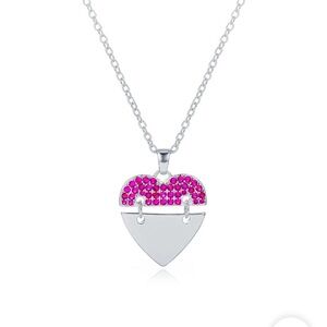 🆕Nordstrom pavé crystal heart necklace/plated silver/2 halves 🩷🩶